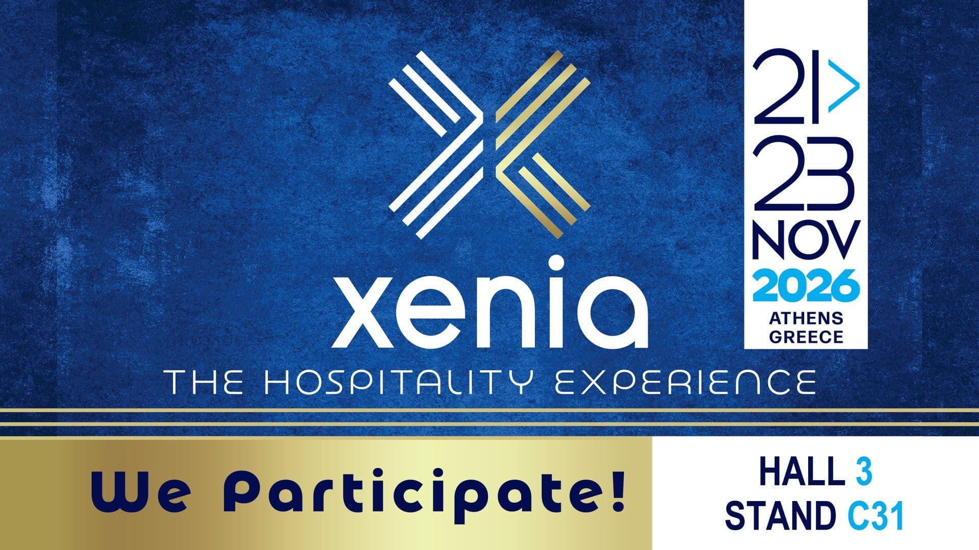 XENIA 2026, 21–23 November, Metropolitan Expo: we participate, Hall 3, stand C31